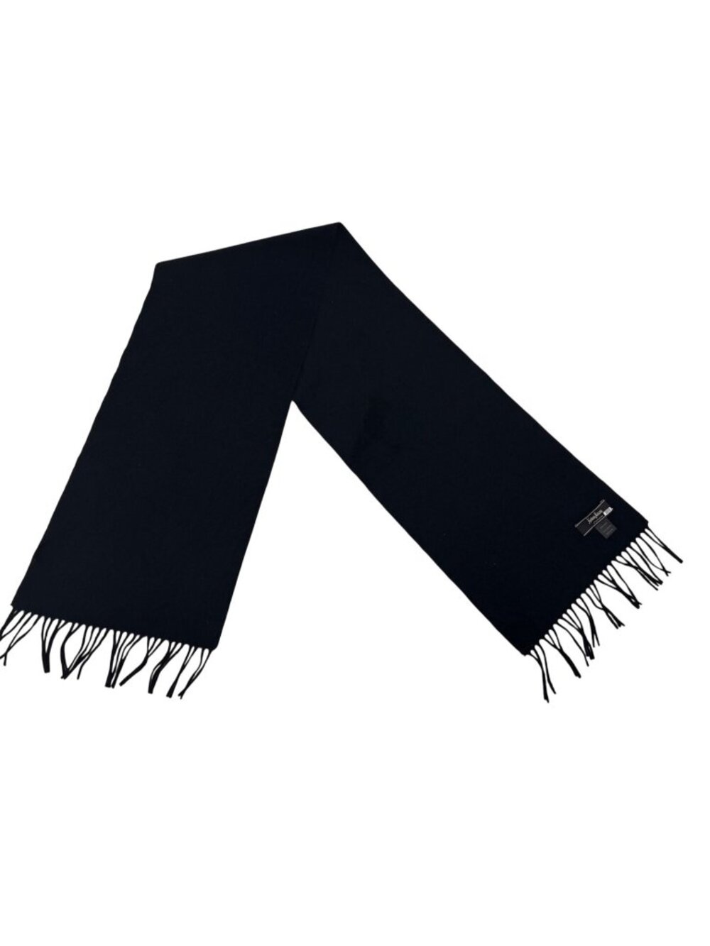 Neiman Marcus Black Cashmere Scarf With Fringe - One Size - Luxurious & Warm